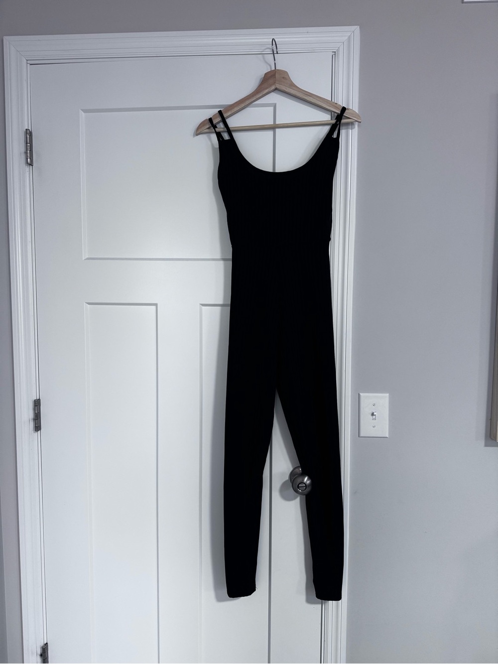 PrettyLittleThing Black Ribbed Scoop Neck Jumpsuit